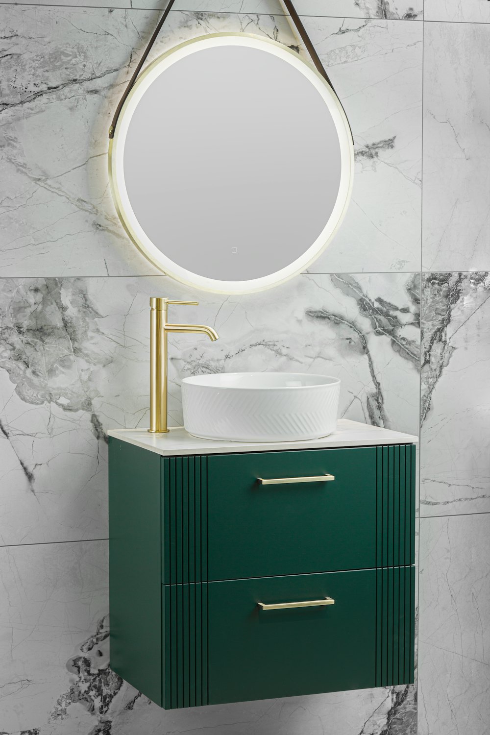 Ivy Fluted Vanity 600mm – Forest Green